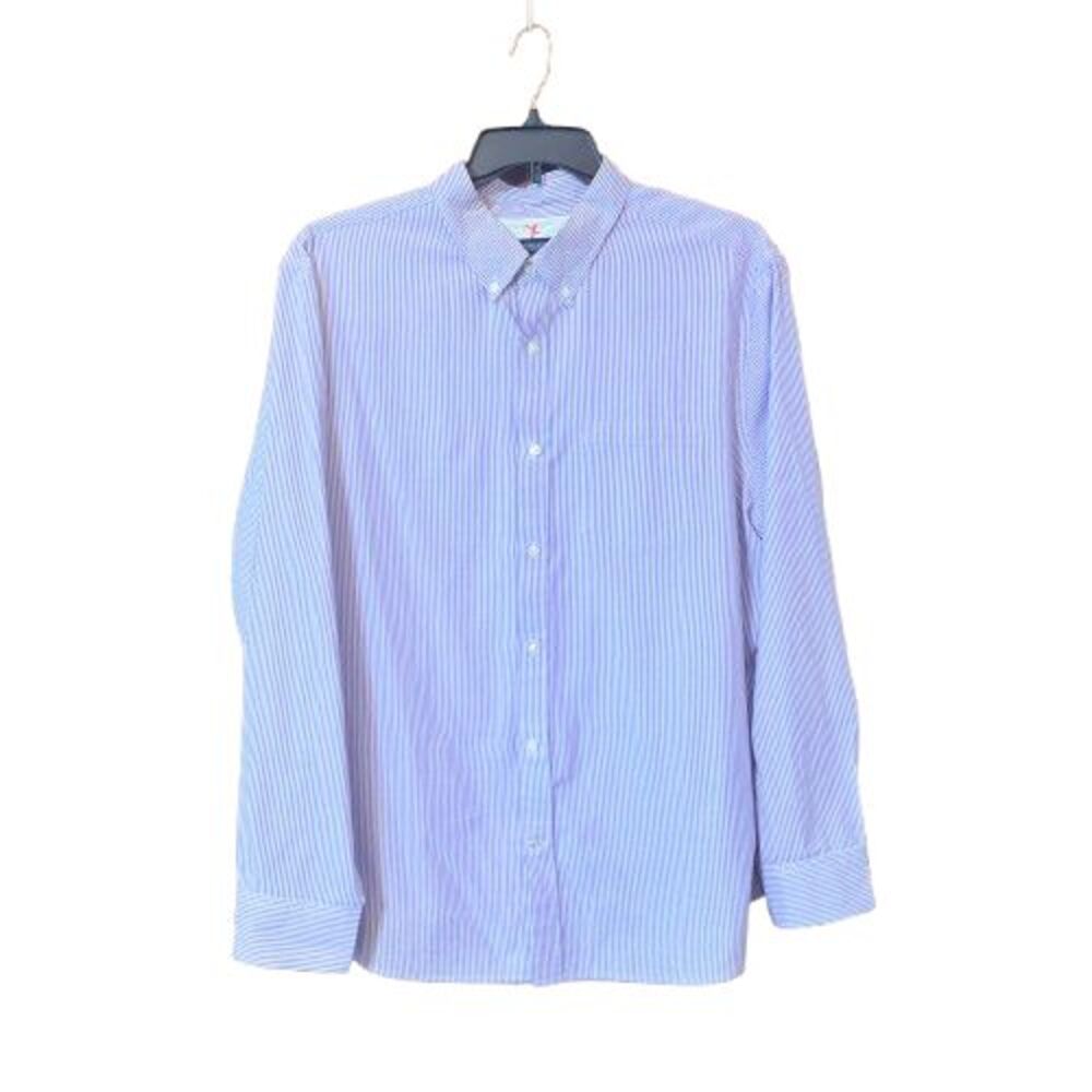 American Eagle Mens Button Down Athletic Fit Medium Blue White Pinstripe XXL